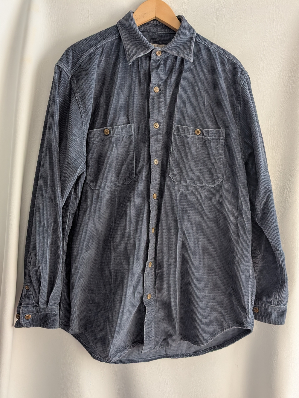 Territory Ahead Blue Cotton Waffle Corduroy Button-Down Shirt - L/T